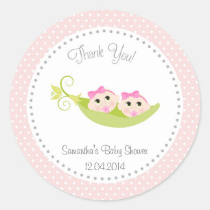 Pois Dans Un Baby shower Pod Sticker Twin Girls
