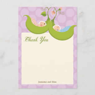 Pois dans un Merci de baby shower de fille de