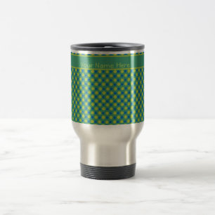 Pois de tasse de voyage, bleu et vert fait sur