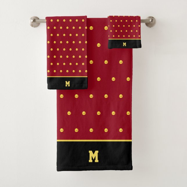 Pois d'or et monogramme en Bourgogne et noir (En situation)