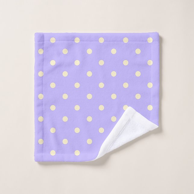 Pois, dosette lavande et jaune (Gant de toilette)