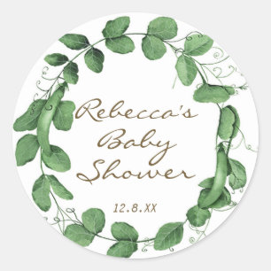 pois doux baby shower sticker pois dans un gousse