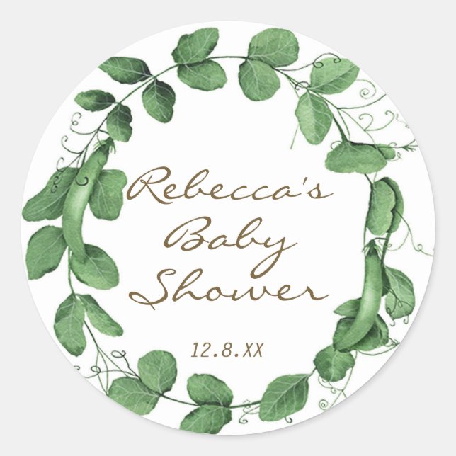 pois doux baby shower sticker pois dans un gousse (Devant)