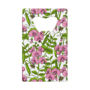 Pois doux et bourdons, rose, vert et blanc