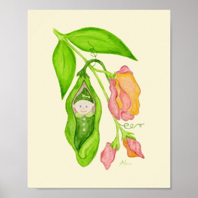 Pois doux Fleur Girl affiche d'art (Devant)
