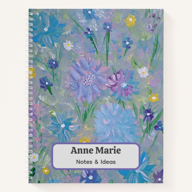 Pois doux Floral Livre de notes personnalisée (Devant)