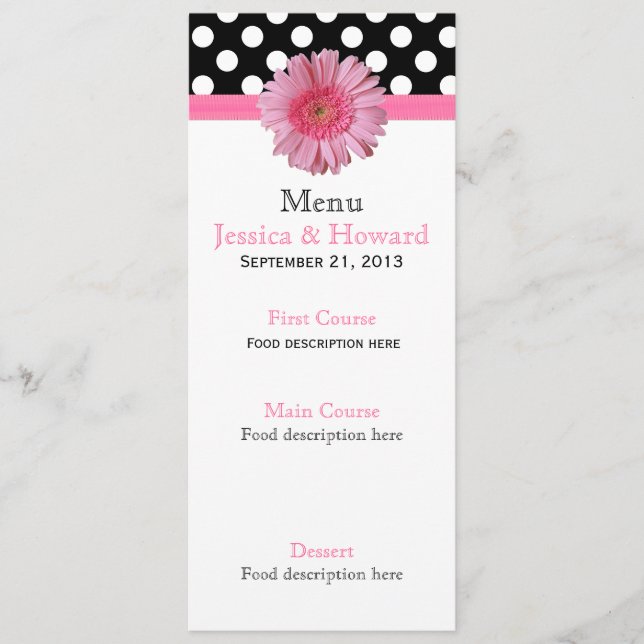 Pois et menu de Tableau de mariage de marguerite (Devant)