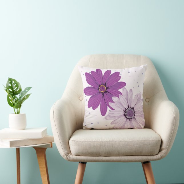 Pois et pois pourpres | Oreiller à lancer floral p (Chaise)