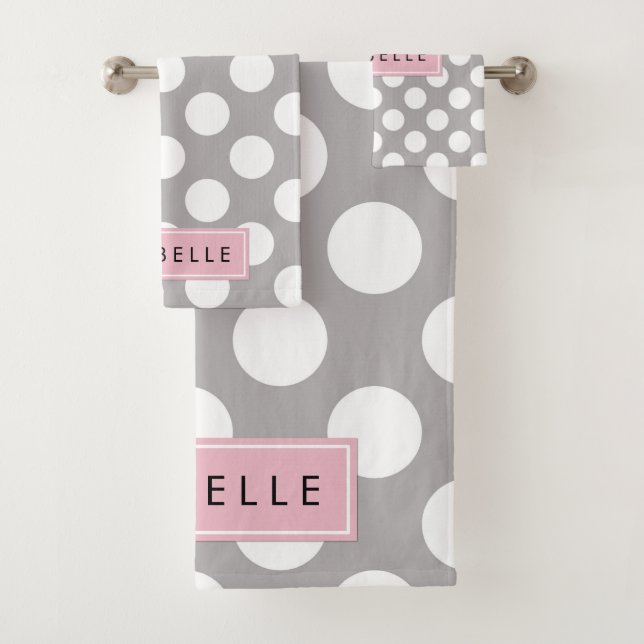 Pois gris, Motif Pointe Polka, Votre Nom (En situation)