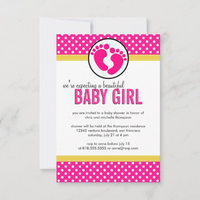 Pois - Invitation à la douche pour bébés (Devant)