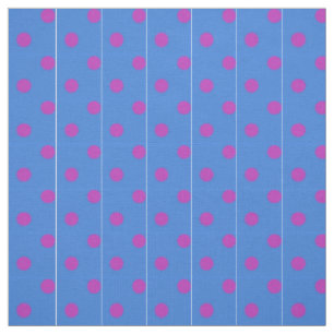 Pois magenta fait sur commande sur le tissu bleu