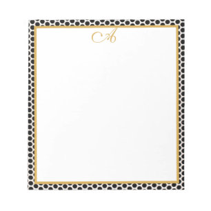 Pois noir blanc or point Monogramme Nom Bloc-notes