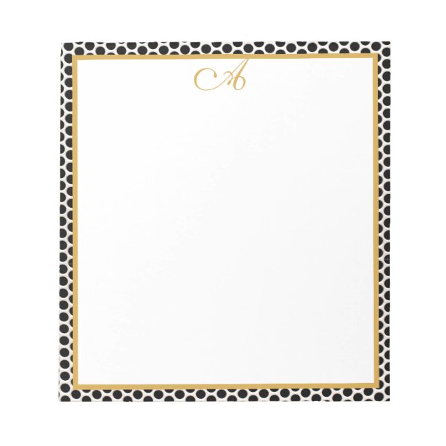 Pois noir blanc or point Monogramme Nom Bloc-notes (Devant)