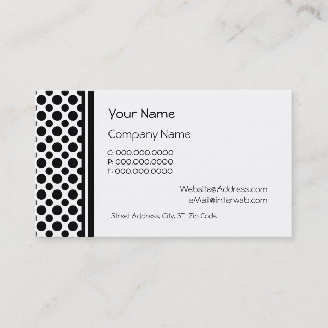 Pois noir Cartes de visite personnalisés (Devant)