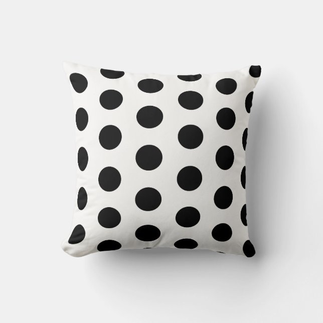 Pois noirs chic sur oreiller à lancer blanc (Recto)