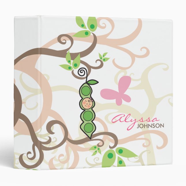 Pois rose dans le classeur de grossesse de bébé de (Devant/Côté)