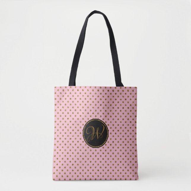 Pois rose de parties scintillantes d'or des sacs (Devant)