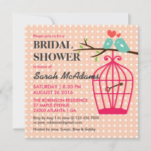Pois rose doux Invitation oiseaux Lovebird