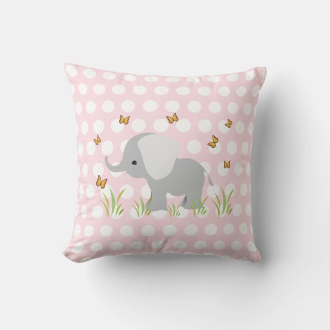 Pois rose Elephant Coussins de la pépinière (Recto)