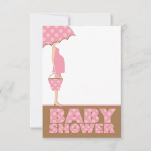 Pois roses Invitations de douche bébé