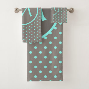 pois turquoise monogrammétrique gris