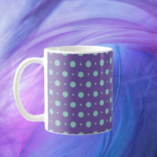 Pois turquoises sur Mug Classique Violet (Créateur téléchargé)