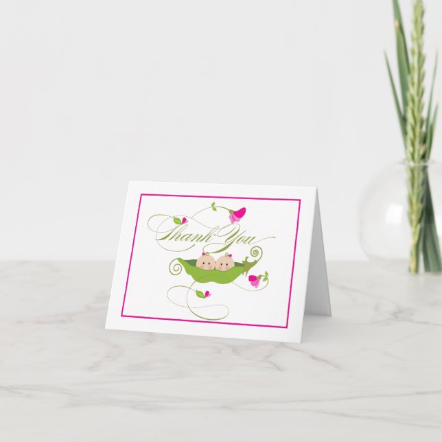 Pois Twin Girls dans un pod | Carte de remerciemen (Devant)