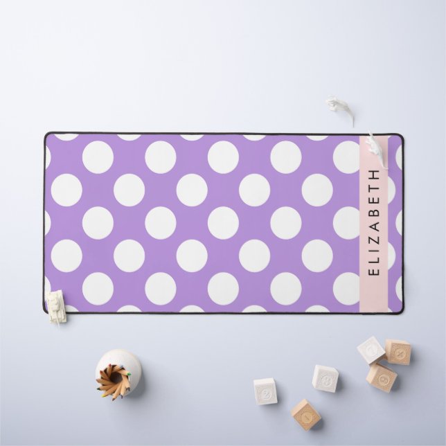 Pois violets, Motif Pointe Polka, Votre Nom (Tableau pour enfants)