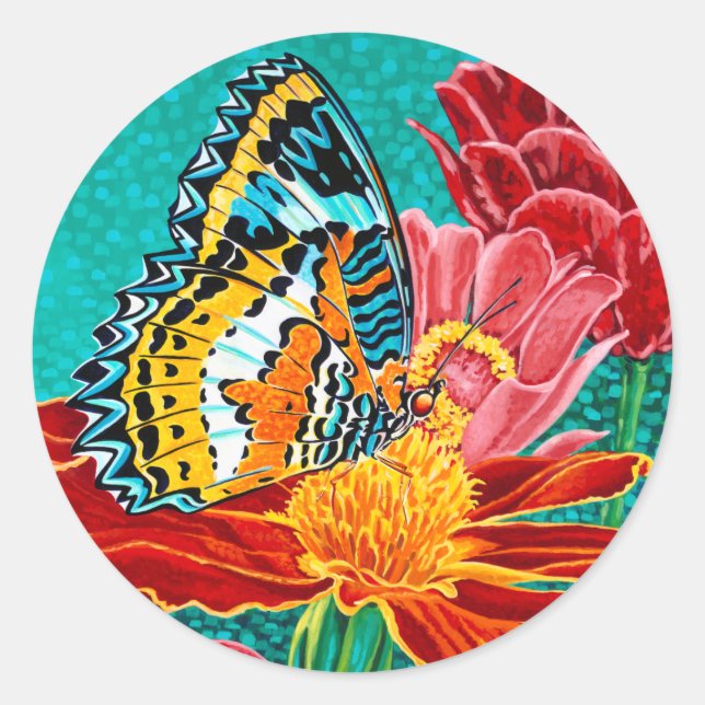Poised Butterfly I Classic Round Sticker (Front)
