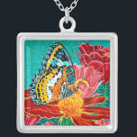 Poised Butterfly I Silver Plated Necklace<br><div class="desc">Animals</div>