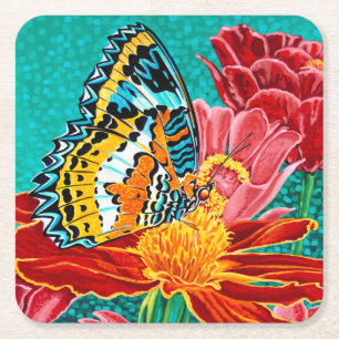 Poised Butterfly I Square Paper Coaster