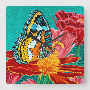 Poised Butterfly I Square Wall Clock