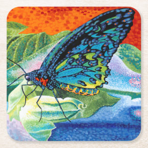 Poised Butterfly II Square Paper Coaster