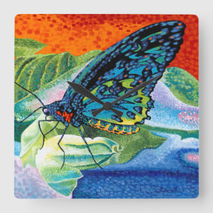 Poised Butterfly II Square Wall Clock