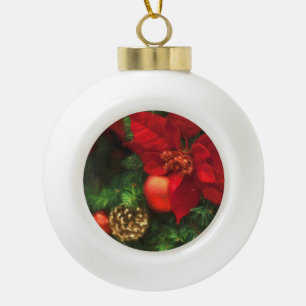 Poisettia Beauty Ceramic Ball Christmas Ornament