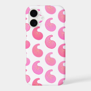 Poisley rose menthe sur fond blanc