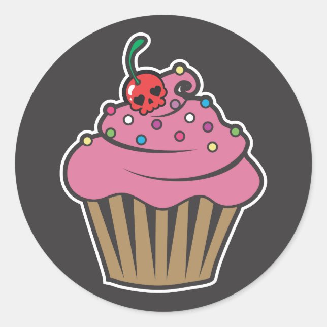 Poison Cherry Cupcake Classic Round Sticker (Front)