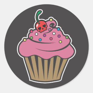 Poison Cherry Cupcake Classic Round Sticker