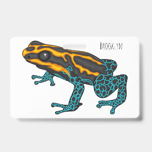 Poison dart frog cartoon illustration  badge