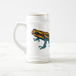 Poison dart frog cartoon illustration beer stein