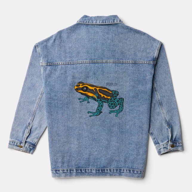 Poison dart frog cartoon illustration  denim jacket (Back)