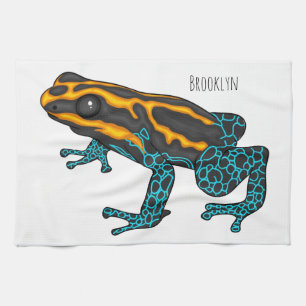 Poison dart frog cartoon illustration kitchen towel