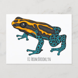 Poison dart frog cartoon illustration postcard