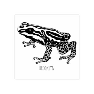 Poison dart frog cartoon illustration rubber stamp