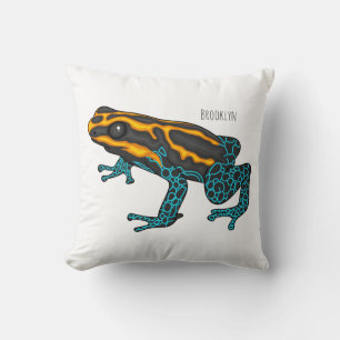 Poison dart frog cartoon illustration throw pillow