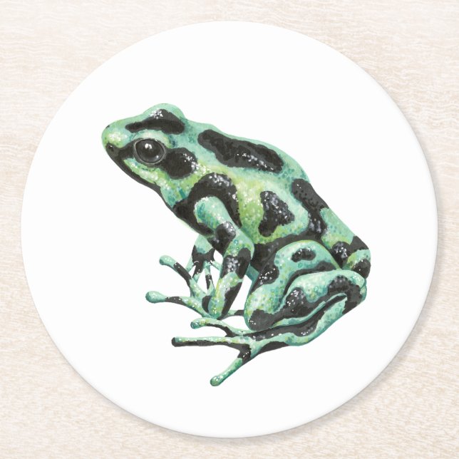 Poison dart frog round paper coaster (Front)