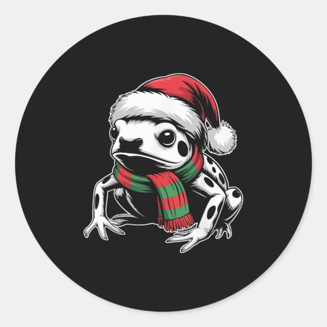 Poison Dart Frog Xmas Santa Hat Scarf Christmas Co Classic Round Sticker (Front)