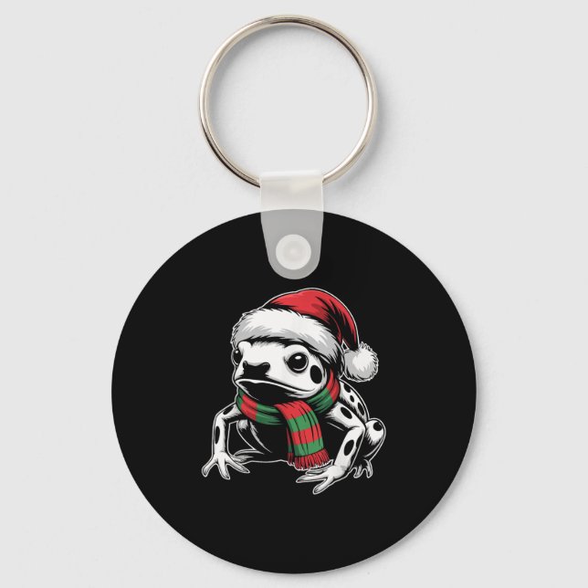 Poison Dart Frog Xmas Santa Hat Scarf Christmas Co Keychain (Front)