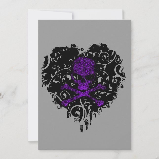 Poison Heart Skull Gothic Bridal Shower Invitation (Front)