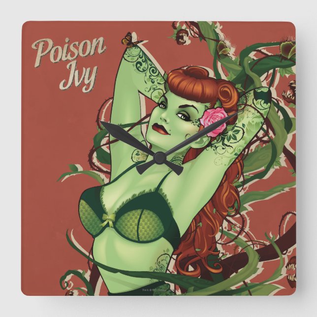 Poison Ivy Bombshell Square Wall Clock (Front)